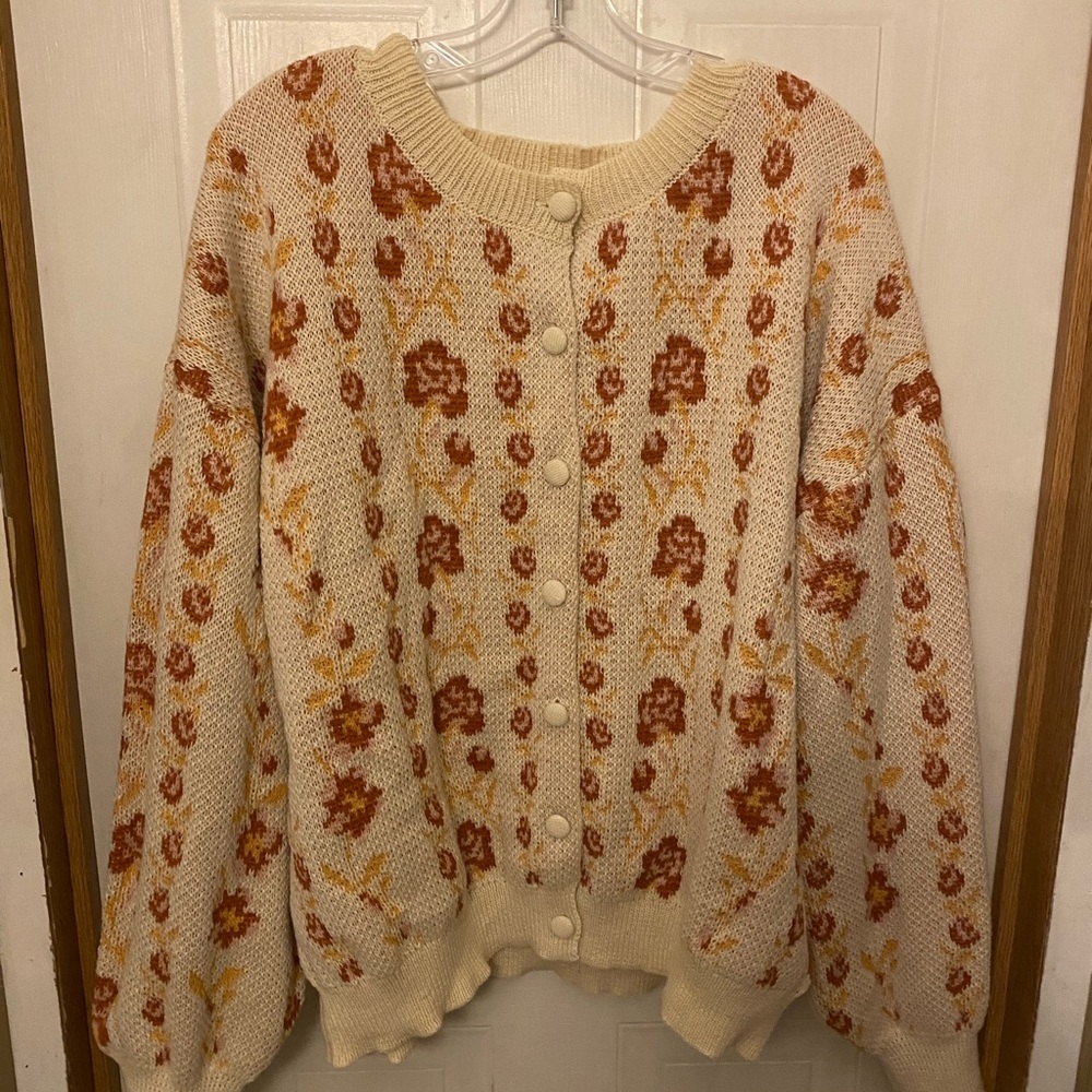 easel Cream Knit Oversized Boho Cardigan